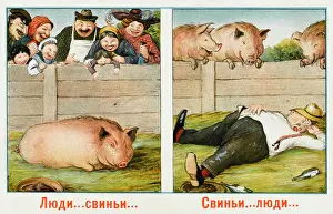 Rotund: Humorous Russian postcard