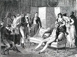 Figuier: Humphrey Davy (1778-1829) experimenting with laughing