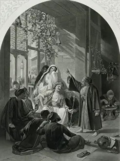 Teller: The hunchback story-teller of Damascus. Reciting in a Coffee