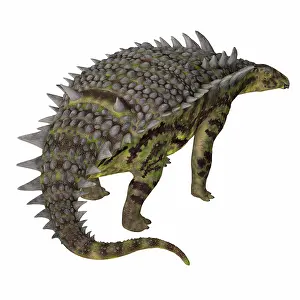Ugliness: Hungarosaurus dinosaur, rear view on white background