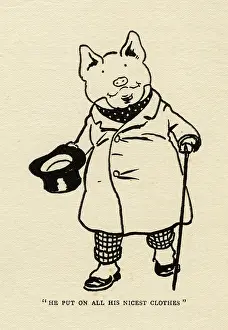 Spats: Hungry Peter the pig in his best clothes