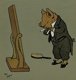 Hairbrush: Hungry Peter the pig dresses for his party