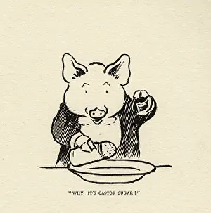 Pepper: Hungry Peter the pig putting sugar in the soup