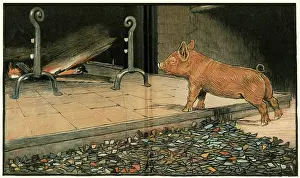 Piglet: Hungry Peter as a piglet approaches a fireplace
