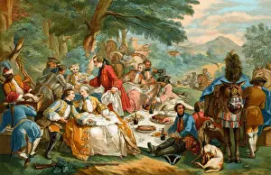 Tablecloths: Hunter's breakfast 18th century