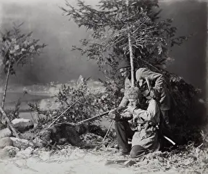 Notman: Hunters with guns out shooting in the snow, Canada