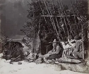 Notman: Hunters with guns out shooting in the snow, Canada