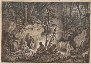 Christoffer: Hunters resting in a forest at night, 1830?60