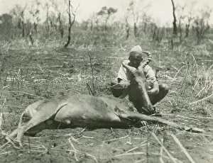 Antelopes: Hunting assistant with hunted Thor antelope. April