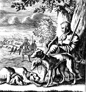 Weigel: hunting, hunter, copper engraving from a book