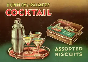 Snacks: Huntley and Palmers Cocktail biscuit tin lid