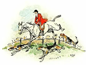 Coated: A huntsman and three hounds