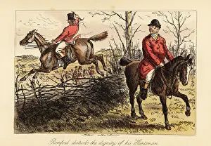 Interfering: Huntsman jumping a fence and interfering with the