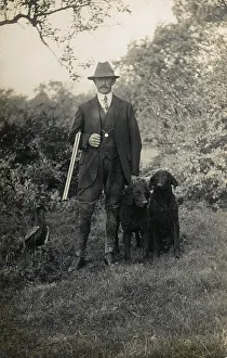Coated: Huntsman with retriever
