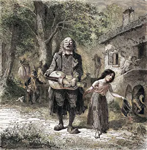 Orgue: Hurdy-gurdy organ player