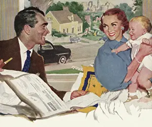 Santas: Husband and Wife with Toddler