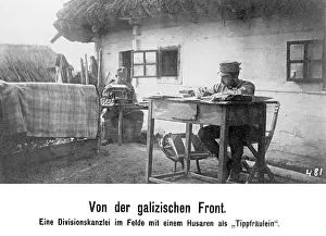 Bureaucracy: Hussars as typists on the front, 1915