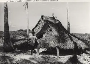 Polynesian: Hut built by scouts, Gilbert Islands, Pacific