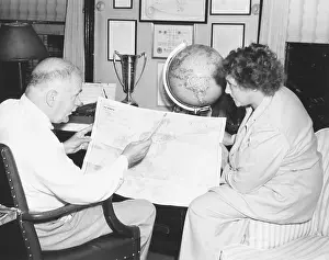 Charting: H.V. Kaltenborn charting his itinerary