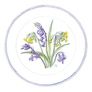 Cowslips: Hyacinths and Cowslips in a circular border