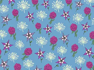 Tess Hines Designs: Hydrangea, aquilegia and agapanthus pattern
