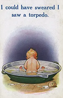 Rude: I Could Have Sweared I Saw a Torpedo, WW1 postcard
