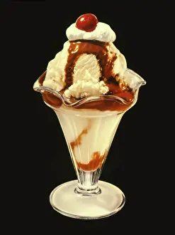 Delicious: Ice cream sundae with chocolate sauce