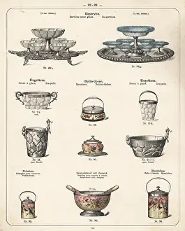 Wurttembergische: Ice service, ice pail, butter dish, saladbowl with helpers