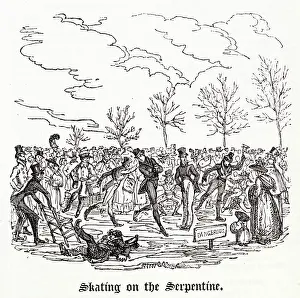 Serpentine: Ice-skating on the Serpentine in Hyde Park 1825