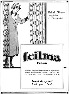 Skincare: Icilma cream advertisement, WW1