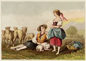 Idealised: Idealised Victorian shepherd and shepherdess