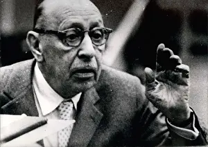 Rehearses: Igor Stravinsky rehearses BBC Symphony Orchestra