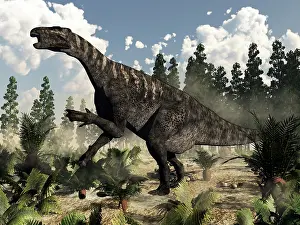 Hypsilophodon: Iguanodon dinosaur roaring