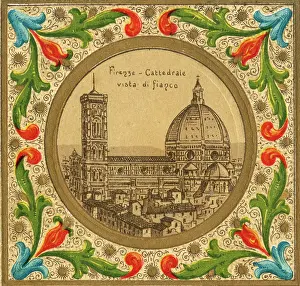 Belle Elise Collection: Illuminated illustration of Florence, showing the Duomo