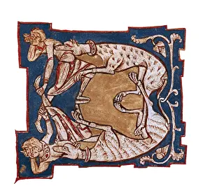 Worships: Illuminated initial. 12th c. It belongs to a