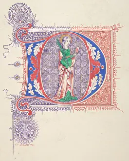 Delamotte: Illuminated Initial D, 1830?62, Watercolor