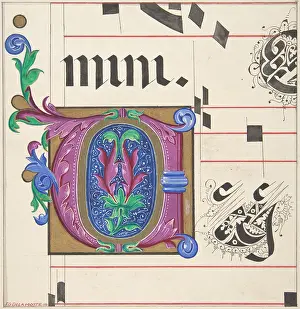 Delamotte: Illuminated Initial from Hymnal, 1830?62, Watercolor