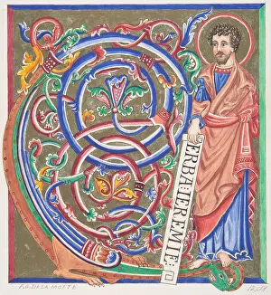 Delamotte: Illuminated Initial and Saint, 1830?62, Watercolor