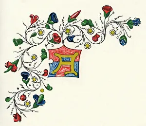 Alphabets: Illuminated letter A