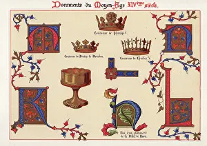 Laon: Illuminated letters, crowns of Philippe V