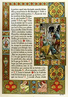Denying: Illuminated page from a Spanish gospel