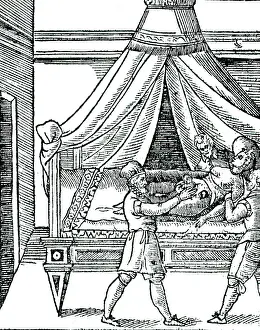 1642: Illustration of birth by caesarian section from