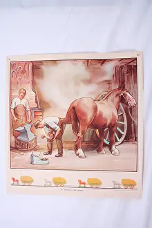 Horseshoes: Illustration of a blacksmith at work