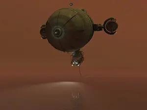Exploitation: Illustration of a blimp towing a sensor through liquid ?