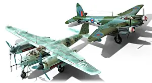 Warplane: Illustration of British DH.98 Mosquito and the