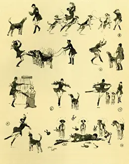 Foxhound: Illustration by Cecil Aldin, handler at Peterborough Show
