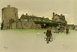Gatehouse: Illustration by Cecil Aldin, Old Manor Houses