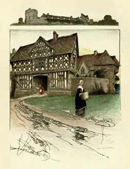Gatehouse: Illustration by Cecil Aldin, Old Manor Houses