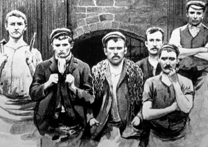 Cobden: Illustration of Chadley Heath chain makers in the 1850s
