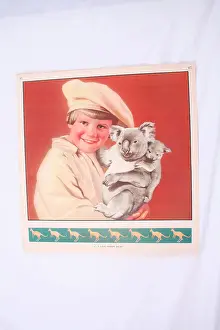 Cuddling: Illustration of a child holding two koala bears